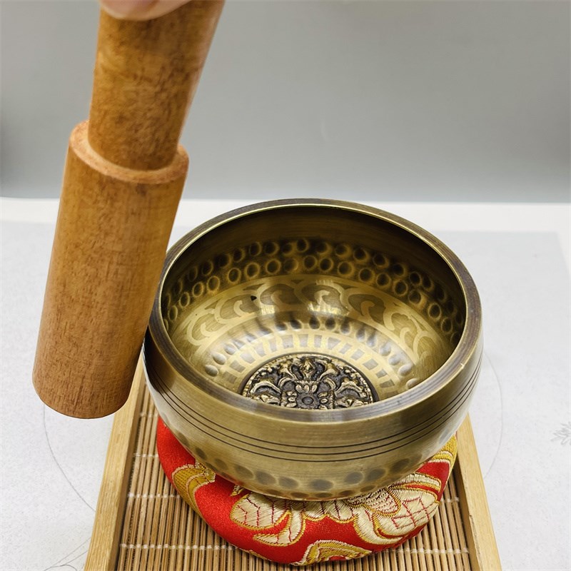 尼泊尔手工铜磬金刚杵佛音碗静心钵盂摆件家用瑜伽用音疗颂钵乐器