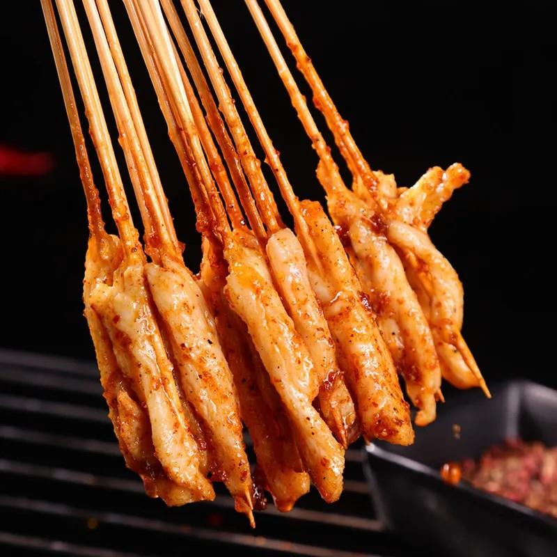 新货鸡肉小串商用整箱里脊肉烧烤铁板油炸刷锅迷你小肉串半成品30