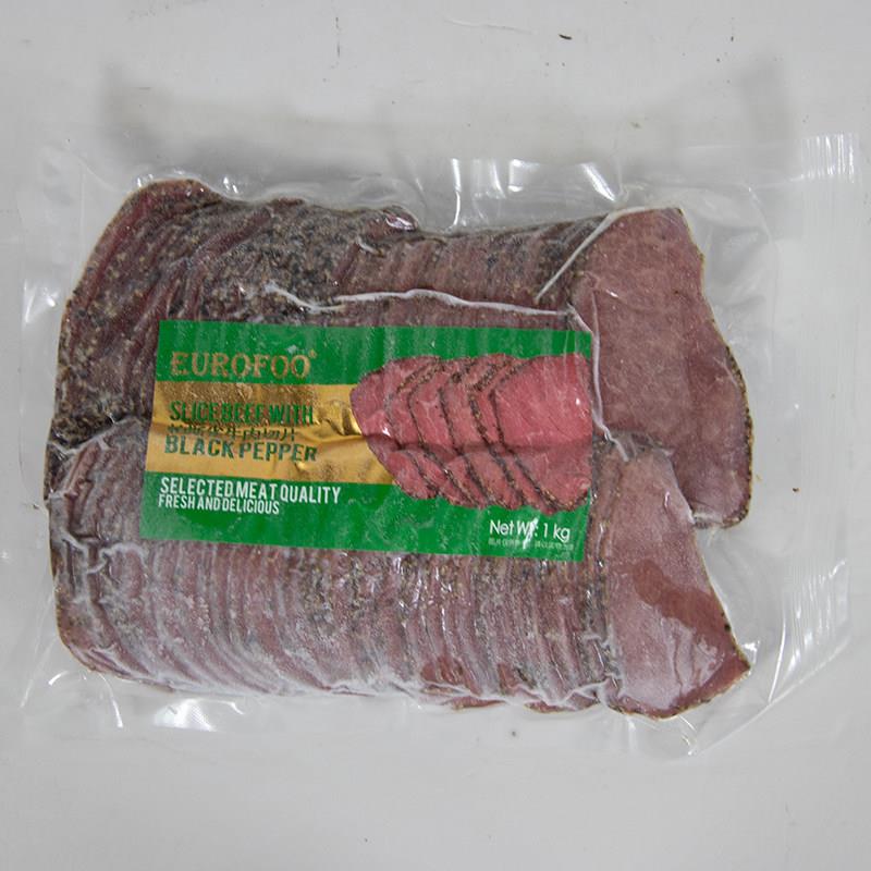 新货eurofoo帕斯雀牛肉切片1kg三明治即食黑椒牛肉切片 沙拉健身