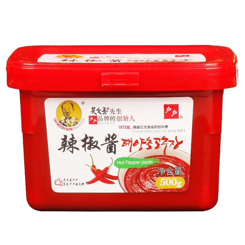 韩式户户辣椒酱500g韩国石锅拌饭辣炒年糕甜辣酱 辣酱烤肉蘸酱
