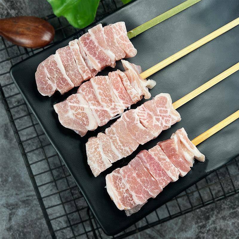 新货金帛丰爆汁松板肉串 猪颈肉串烧鸟新鲜烧烤食材猪肉串商用半
