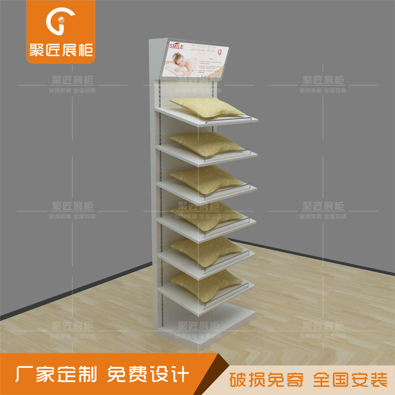 木制单款枕头展柜活动烤漆层板枕巾展示架新款家纺柜按摩枕头展架