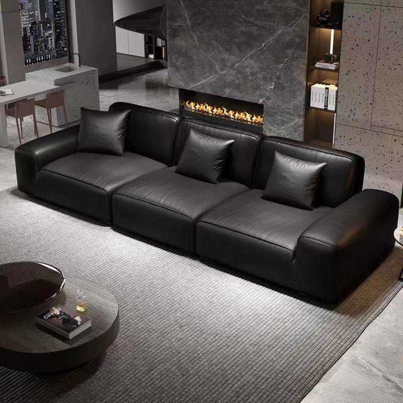 大黑牛沙发意式简约现代客厅真皮豆腐块直排乳胶休息沙发公寓出租