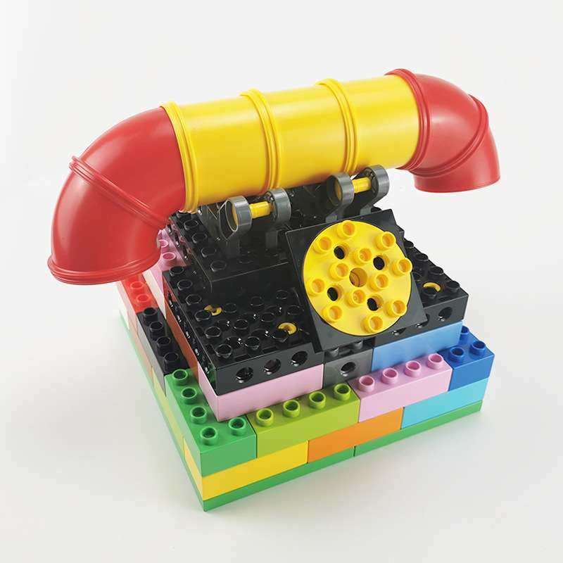 国产大颗粒积木散件趣味复古电话机创意搭建儿童益智拼装玩具模型