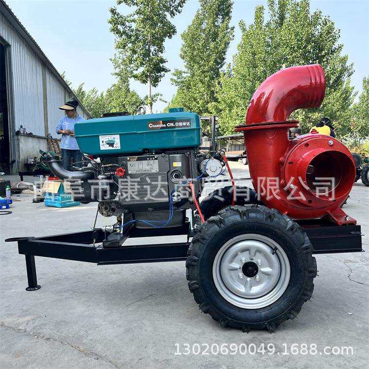 移动式柴油抽水排水泵6寸8寸10寸12寸混流泵市政防汛抽水机