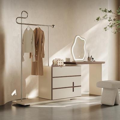 斗柜梳妆台卧室床尾衣帽架一体实木化妆桌收纳储物柜落地挂衣架