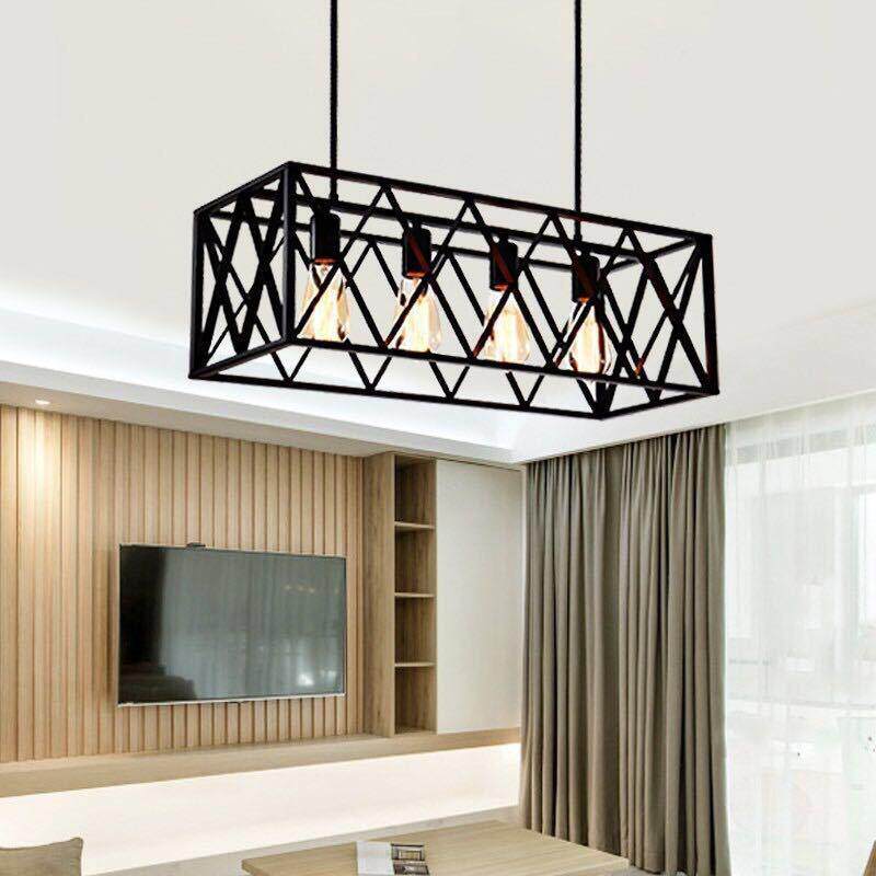 创意loft个性复古餐厅网吧吧台火锅店美式乡村铁艺工业风网格吊灯