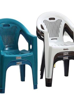 网红塑料靠背椅子家用加厚成人扶手椅凳户外大排档休闲夜市摆摊椅