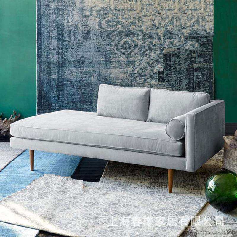 美式乡村新古典时尚贵妃椅北欧居家简约现代美人榻单扶手布艺沙发