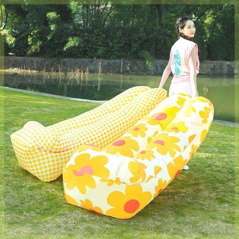 懒人用品躺椅音乐节露营气床垫单人空便携式午休户外充气沙发野营