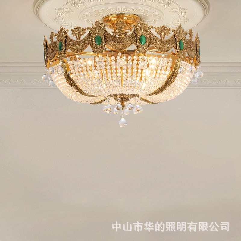 欧式复古全铜奢华别墅卧室吸顶灯法式餐厅客厅玄关过道走廊灯饰