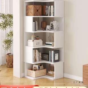 实木转角书架墙角柜客厅卧室拐角落地置物架家用学生书柜收纳架