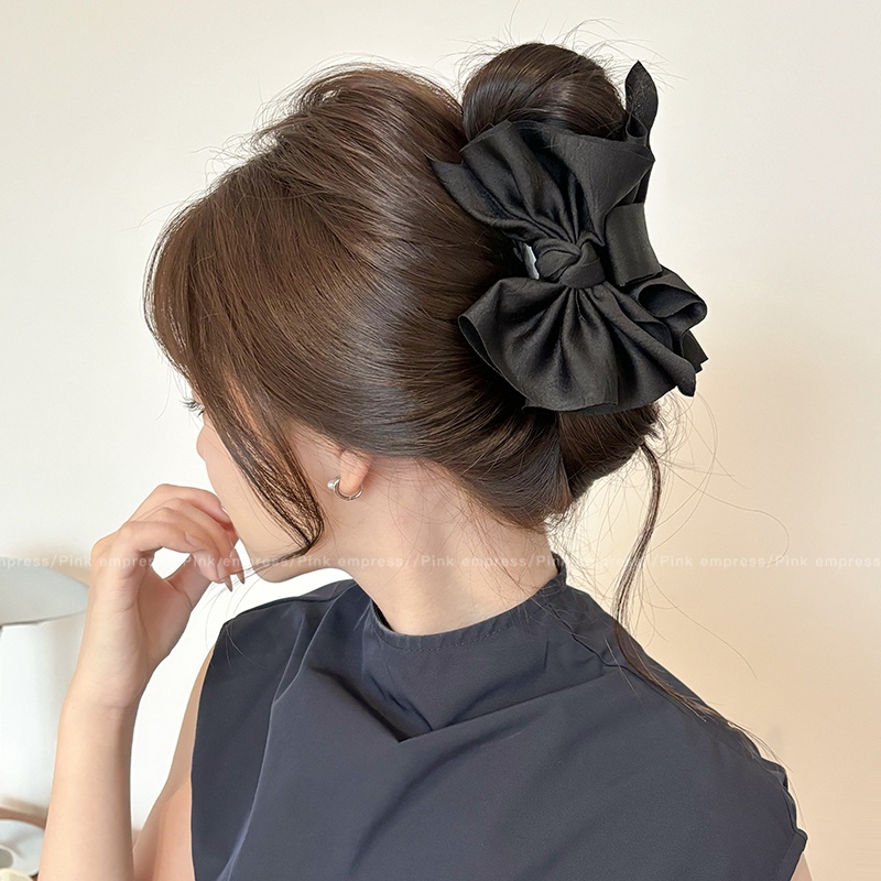 超大号黑色蝴蝶结抓夹女2025新款高级感后脑勺盘发鲨鱼夹发卡发饰