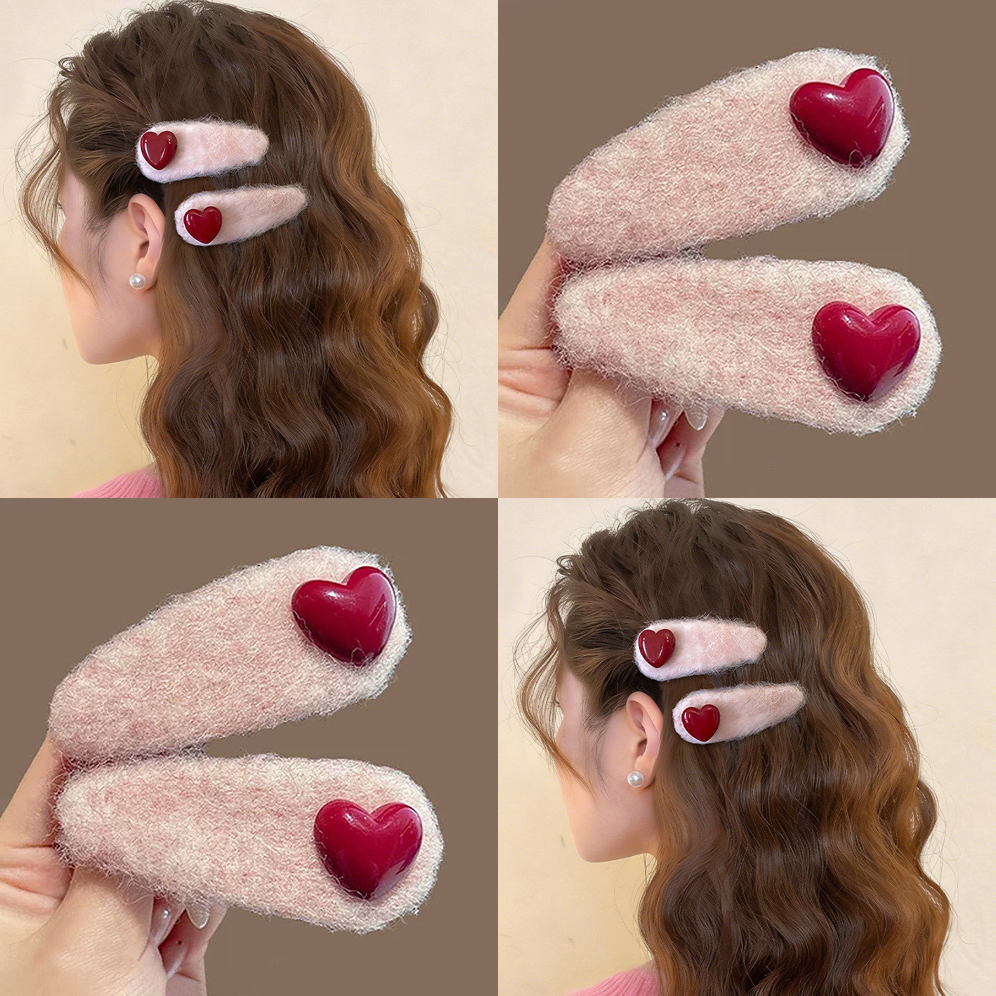 秋冬红色爱心毛绒发夹女2026新款发卡侧边夹碎发夹子氛围感发饰,饰品/流行首饰/时尚饰品新,发饰,淘宝优惠券,粉丝福利购,淘宝优惠卷