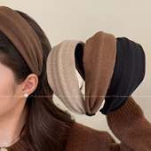 咖色宽边发箍女2026新款 秋冬高颅顶日常外戴发卡发带黑色头箍头饰