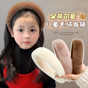 儿童毛绒高颅顶发箍不勒头防滑发捆2026新款可爱发卡女童发饰头箍