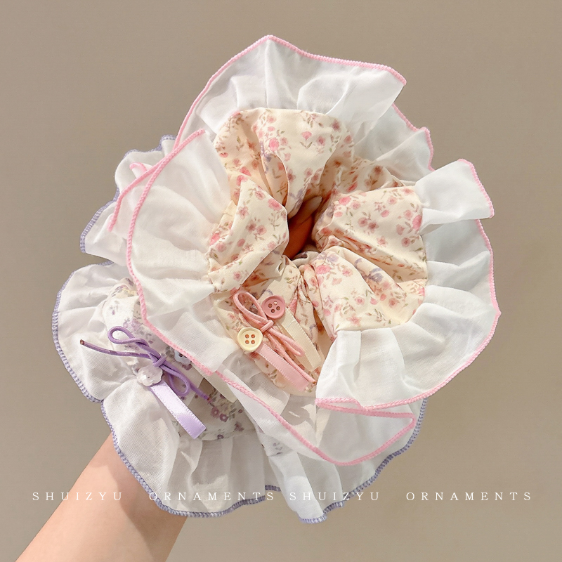 碎花大肠发圈超大丸子头头花发饰