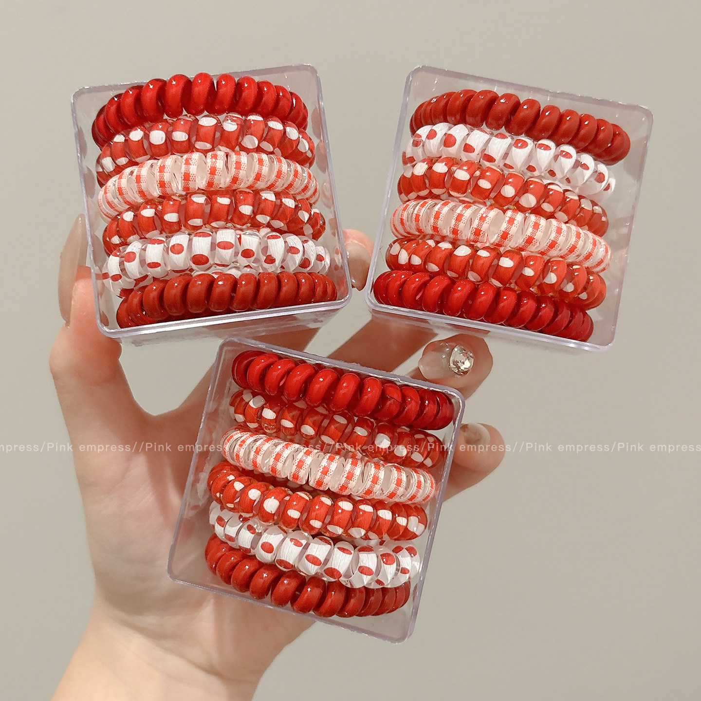 复古安可拉红色电话线发圈女高弹力马尾皮筋2026新款扎发头绳头饰,饰品/流行首饰/时尚饰品新,发饰,淘宝优惠券,粉丝福利购,淘宝优惠卷