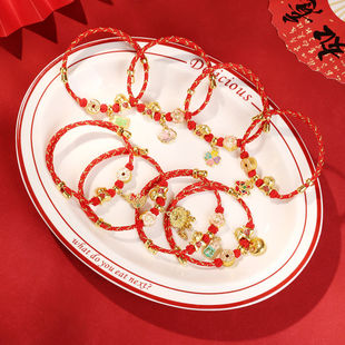 2026过年饰品新年红色手绳女儿童马年本命年手链成人平安喜乐手链
