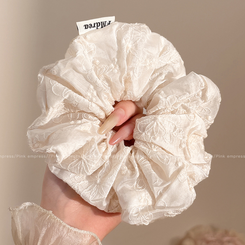 法式刺绣大肠发圈女2025新款高级感扎低马尾丸子头橡皮筋发绳头饰