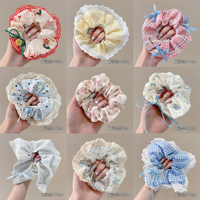 蕾丝蝴蝶结大肠发圈女ins