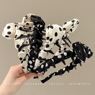 波点蝴蝶结发箍女款2026新款高颅顶带齿发捆头箍洗脸压发发卡头饰