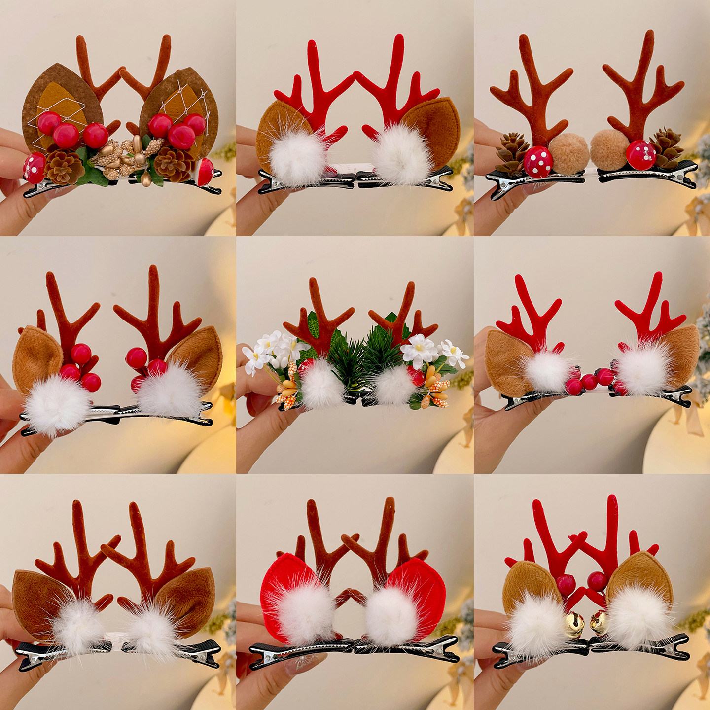 圣诞节鹿角发夹节日氛围感刘海侧边夹森系麋鹿bb夹子派对发卡头饰