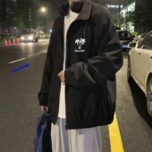 港风新款 立领宽松冲锋衣 oversize青少年外套学生潮流帅气夹克男装