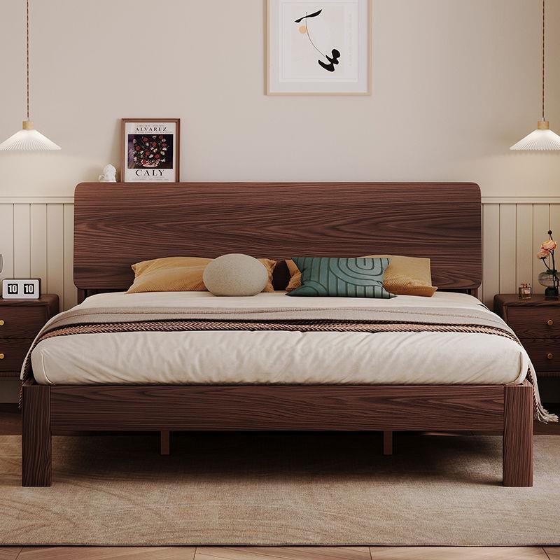 橡胶木实木床1.8m双人床家用卧1.5m小户型出租房床1m单人床经济型