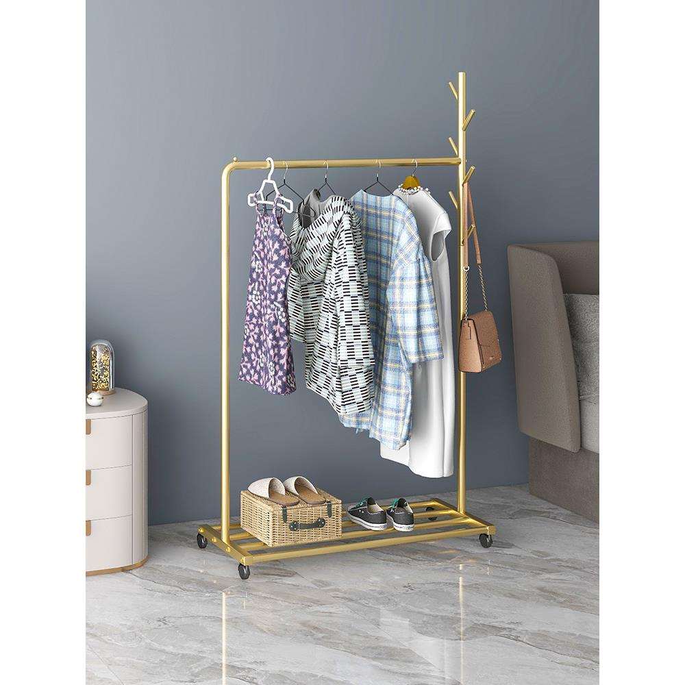 衣帽架落地卧室家用简约北欧室内挂衣服架子单杆式简易铁艺晾衣架