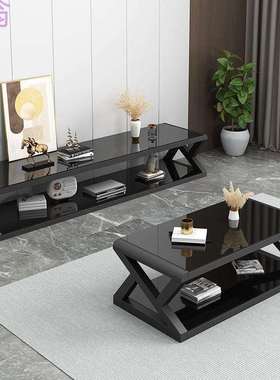 ZuC特佳简易钢化玻璃茶几桌子电视柜组合现代简约客厅欧式家用小
