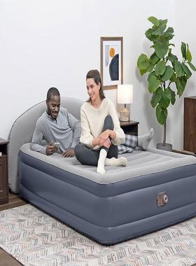 Bestway671BD双人双层靠背夹网植绒面床垫内置欧规电泵室内充气床