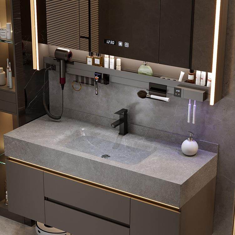 岩板热弯一体盆洗漱台卫生间洗手池洗脸池盆柜2025新款浴室柜组合