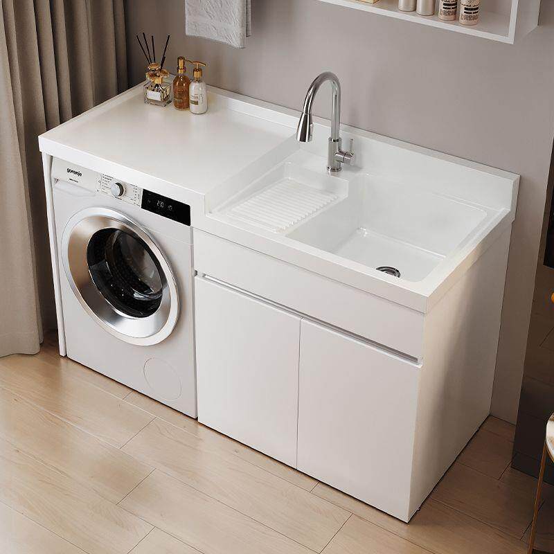 蜂窝铝洗衣柜阳台一体高低台盆洗衣槽带搓板滚筒洗衣机柜伴侣组合