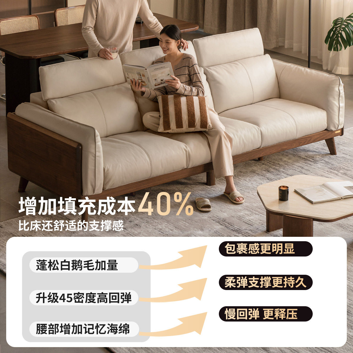 实木沙发客厅意式轻奢黑标真皮沙发黑胡桃木高靠背沙发全真皮