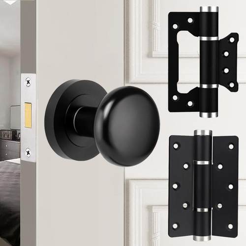 隐形门锁家用单面锁黑色磁吸静音卧室房间实木门锁具圆形隐藏式锁