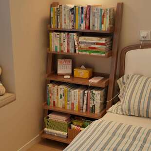 实木置物架靠墙落地阶梯式书架客厅展示架电视柜旁陈列架梯形书柜