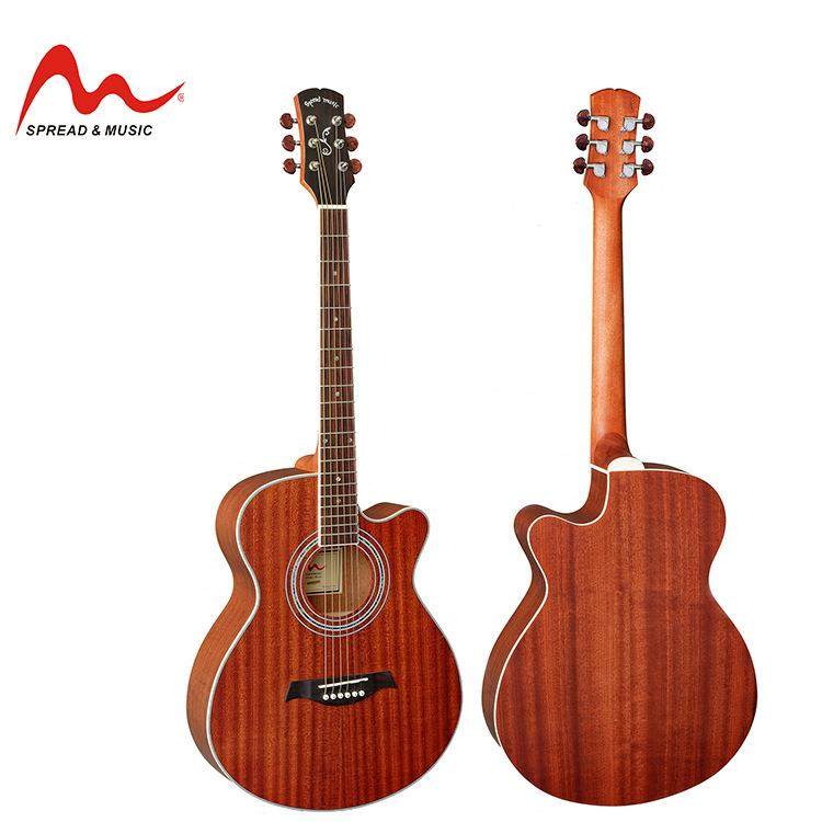 40寸民谣吉他乐器哑光缺角全沙比利木吉他