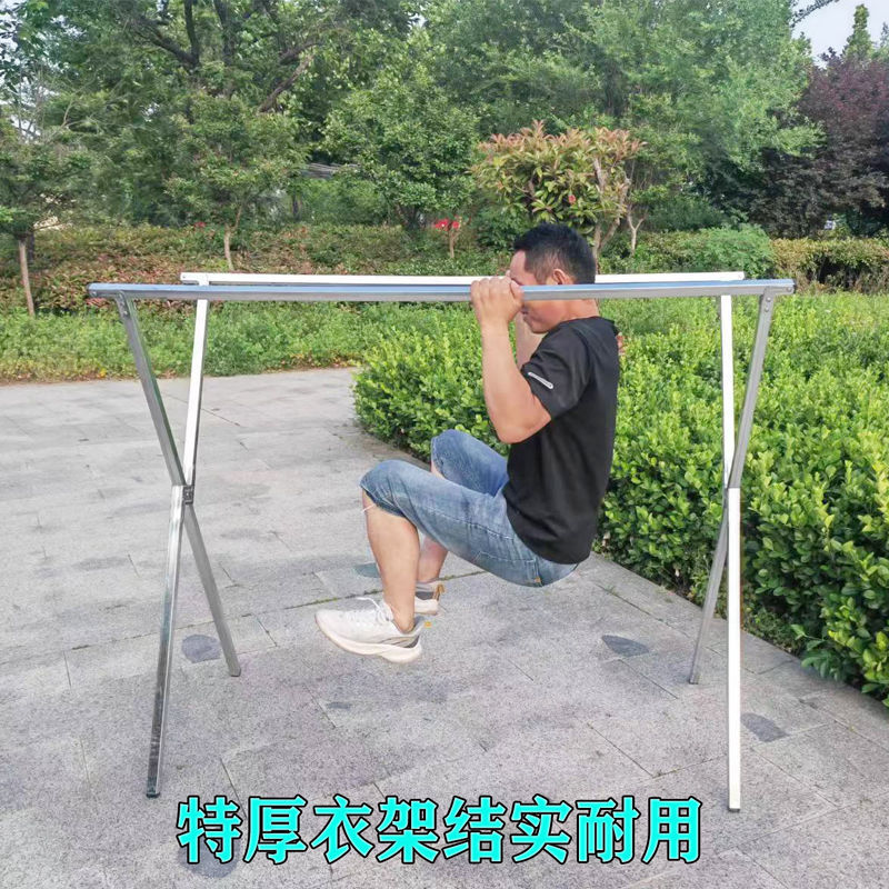 加厚1.5米双杆晾衣架落地式夜市摆摊挂衣服架折叠室外衣架便携式图片