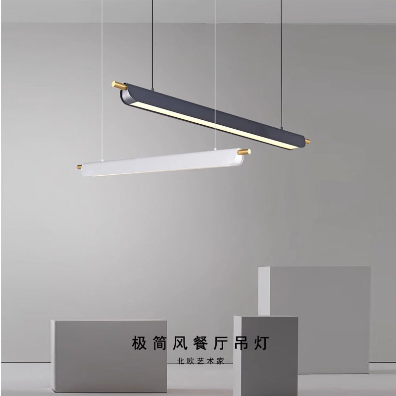 极简餐厅吊灯新款个性轻奢简约现代岛台吧台办公室前台一字长条灯图片