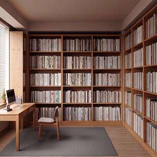 全实木书架置物架图书馆满墙家用客厅落地式书柜一体整墙收纳柜架