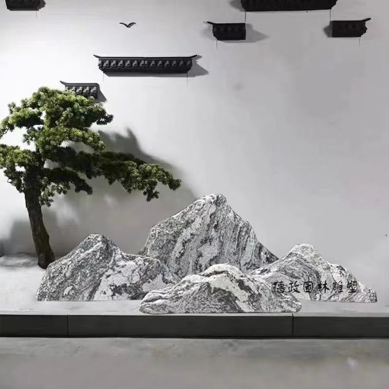 纯天然雪浪石原石片造景摆件