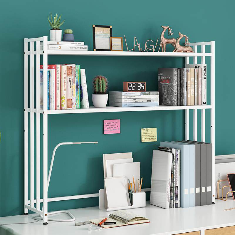 my桌面书架小型两层简易桌上置物架学生家用电脑桌收纳铁艺多层书