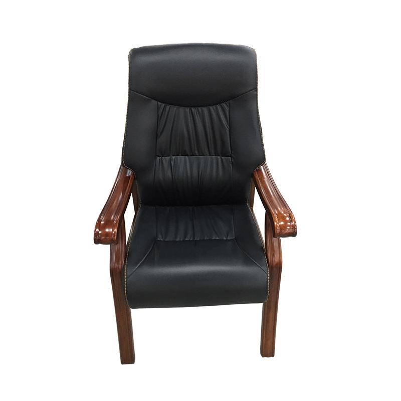 会议椅简约办公椅办公室经理椅实木中班椅黑色会客椅子