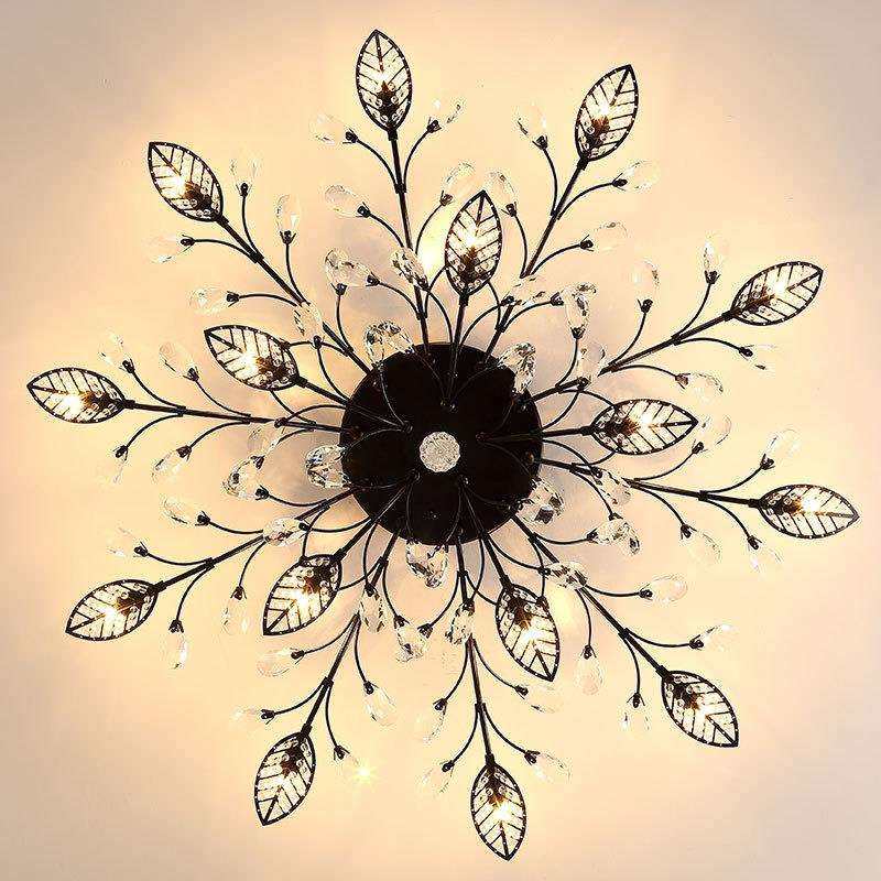 亿大灯饰美式水晶客厅吸顶灯LED简约餐厅欧式轻奢花枝卧室吸顶灯