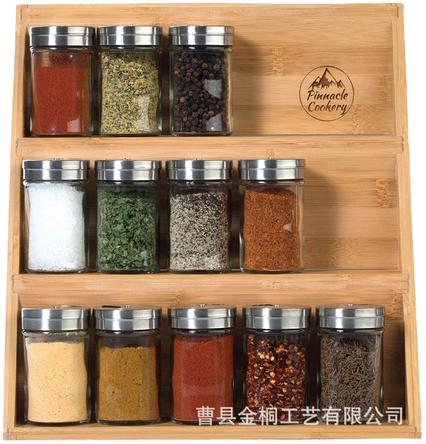 新中式厨房调料收纳架木质多层置物架实木调味料瓶桌面折叠整理架