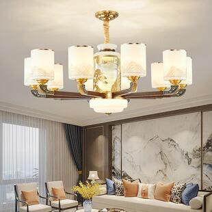 复式楼别墅客厅吊灯高端大气新中式实木中国风大厅主灯中山灯具