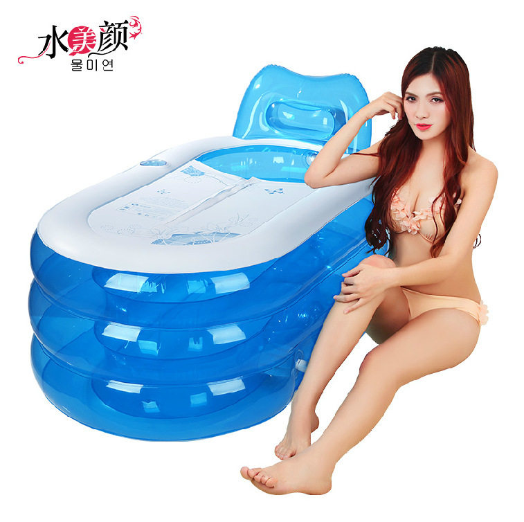 水美颜成人泡澡桶折叠浴缸儿童婴儿折叠浴盆家用PVC充气浴缸厂家