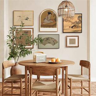 新中式中古客厅书房复古艺术装饰画法式中国风组合茶楼挂画百马图