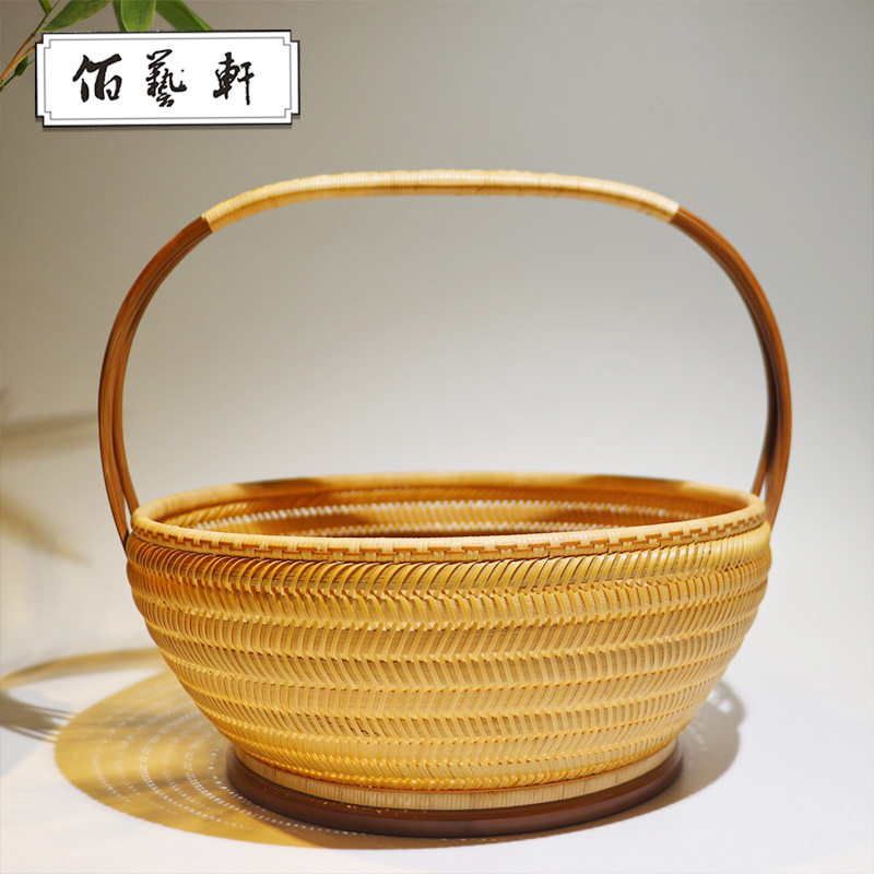 佰艺轩东阳竹编竹制提篮水果篮竹编篮子野餐篮面包筐